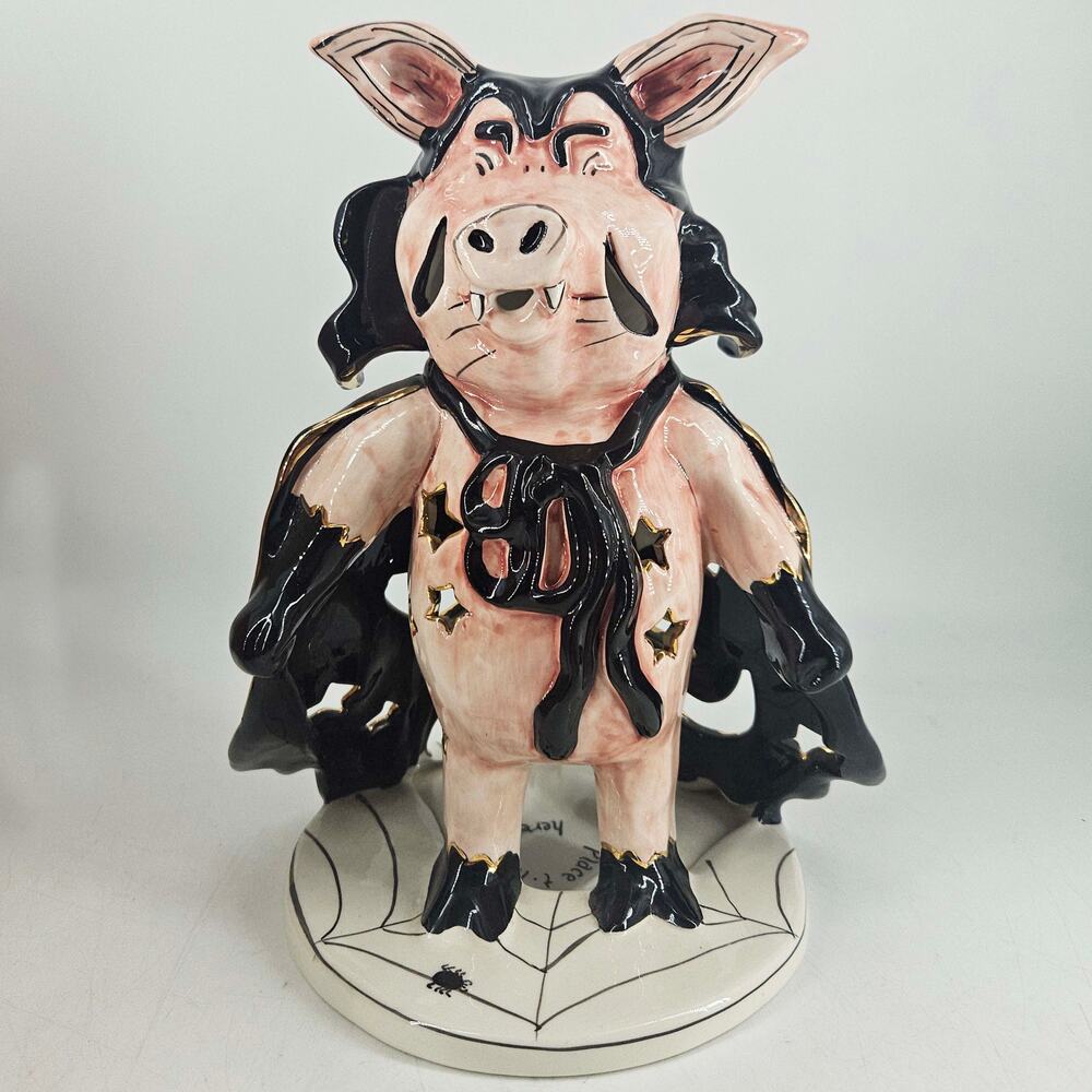 Blue Sky 2009 Heather Goldminc Vampire Pig Pigula Halloween Tea Lite Holder